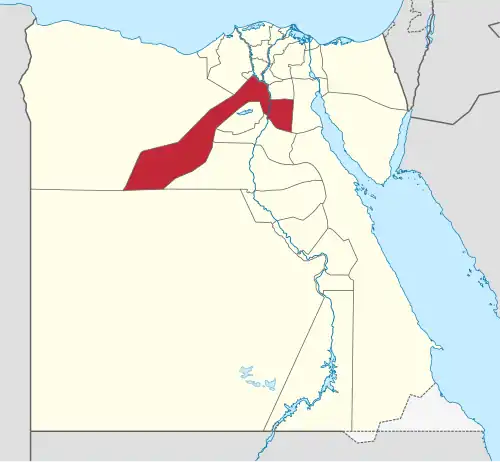 Giza Governorate on the map of Egypt