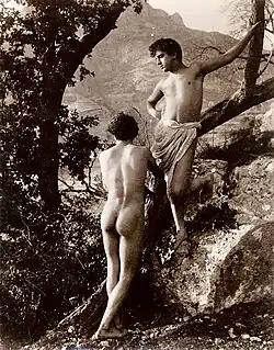 Wilhelm von Gloeden, Two male nudes outdoors  1900