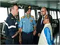 Goa Chief Minister Laxmikant Parsekar and Vice Admiral SPS Cheema onboard FNS Charles De Gaulle