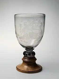 clear goblet with etching
