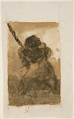 Silueta de prisionero encadenado de frente, Prado