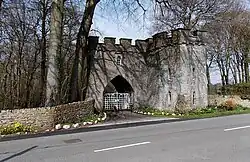 One of the two 19th-century lodges built in emulation of the priory's medieval walls