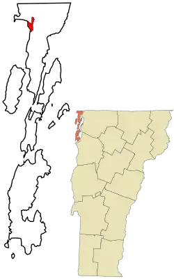 Location in Grand Isle County and the state of Vermont.