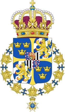 Louise's coat of arms as Queen of Sweden