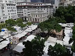 Greenmarket Square as it normally appears with many market stalls, seven days before the lockdown.