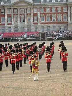 The band on Horseguards Parade in London in 2008, rehearsing for Trooping the Colour