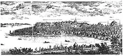 Panoramic view of the Topkapi Palace from the Golden Horn, ca. 1672