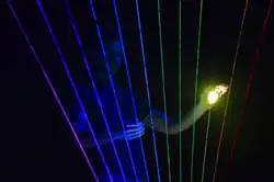 Berryman touching a beam of light in the dark