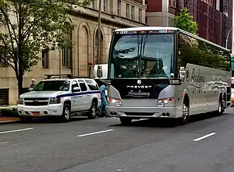 A 2019-model Prévost H3-45 in Columbia Commuter Shuttle service