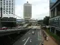 Cotton Tree Drive, facing north east. Buildings from left to right: Bank of America Tower, PLA Forces Hong Kong Building, Lippo Centre Tower 1 (right most) and Far East Finance Center (behind Lippo Centre), 7 May 2006