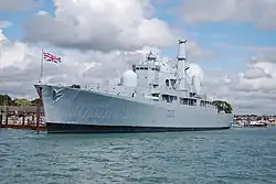 HMS Bristol alongside Whale Island