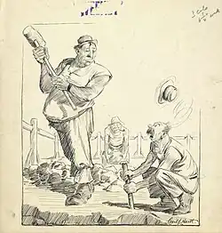 'Hammering' (drawn for Smith's Weekly, dated 1919).