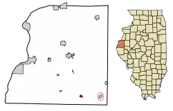 Location of Bowen in Hancock County, Illinois.