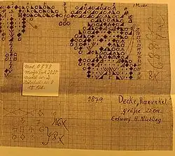Hand-drawn chart made by Niebling circa 1963. Later published as pattern 418/43 "Filigrane Spitzenblüte" by Burda