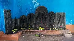 Stone idols preserved inside the temple