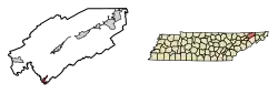 Location in Hawkins County, Tennessee