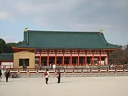The modern reconstruction of the Heian Palace Daigokuden in Heian Jingū, Kyoto