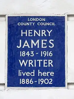 Henry James blue plaque at no 34