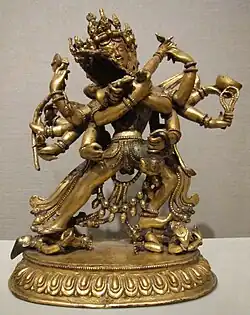 Hevajra statue, 19th century, gilt bronze