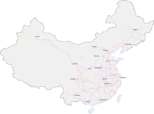 Railway Lines in China that run CRH services