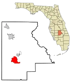 Location in Highlands County and the state of Florida