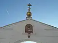 At the entrance of the monastery in Novomoskovsk, Russia (2014)