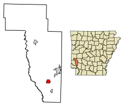 Location of Mineral Springs in Howard County, Arkansas.