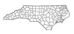 Location within the U.S. state of North Carolina