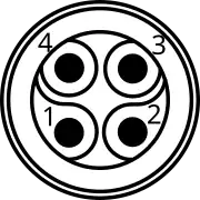 M12 F-coding, 2-4 pins, 300 Vdc 16 A