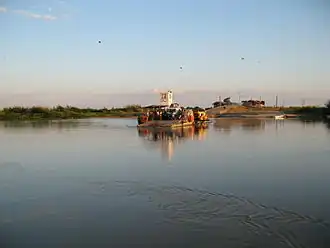 Ferry crossing the Kilombero River near Ifakara, Kilombero District