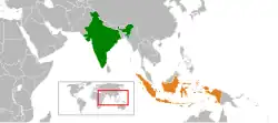 Map indicating locations of India and Indonesia