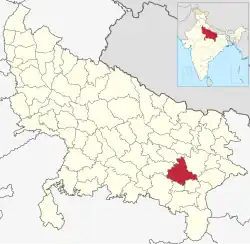 Location of Jaunpur district in Uttar Pradesh