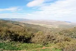 Inspiration Point view, east towards Anza Borrego Desert State Park (right), Vallecito Mountains (left), and Santa Rosa Mountains (left background).
