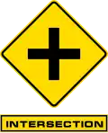 This Intersection sign appears above the clue box where the teams must join