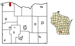 Location of Avoca in Iowa County, Wisconsin.