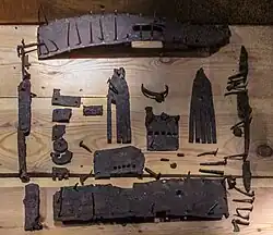 Iron fittings from the chest in the bronze cache.