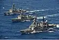 12th Escort Corps, JS Umigiri, JS&nbsp;Abukuma and JS&nbsp;Tone on 29 March 2018.