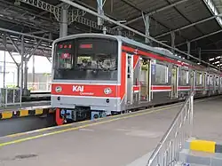 Ex-JR East 205 series Musashino Line EMU set SLO9 (M23) at Tugu Yogyakarta Station, 2020. The following train is now operated in Bogor Line.