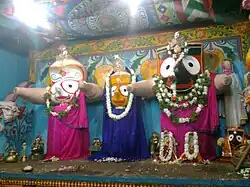 Jagannath, Balabhadra and Subhadra in Nayagarh temple, another shrine for Jagannath