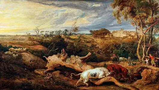 Bulls Fighting in a Landscape by James Ward