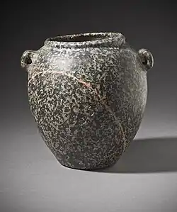 Jar with lug handles; c.&nbsp;3500–3050&nbsp;BC; diorite; height: 13&nbsp;cm; Los Angeles County Museum of Art (US)