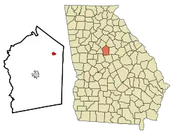 Location in Jasper County and the state of Georgia