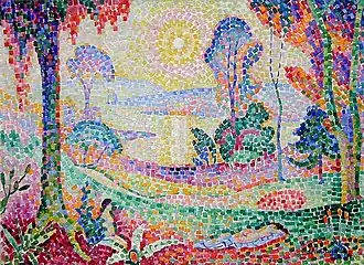 Jean Metzinger, 1906, Coucher de soleil no. 1 (Landscape), oil on canvas, 72.5 × 100&nbsp;cm, Rijksmuseum Kröller-Müller, Otterlo, Netherlands