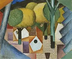Jean Metzinger, 1912, Paysage (Landscape), oil on canvas, 59.2 x 73&nbsp;cm, published in Der Sturm, 5 January 1921, Art Institute of Chicago