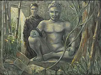 Seated Buddha with broken arm; undated.