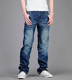 Blue jeans, made of denim coloured with indigo dye, patented by Levi Strauss in 1873, became an essential part of the wardrobe of young people beginning in the 1950s.
