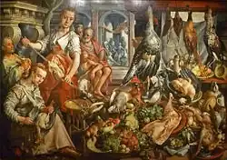 The well-furnished kitchen (1566) by Joachim Beuckelaer.