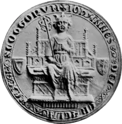 Black and white illustration of a mediaeval seal