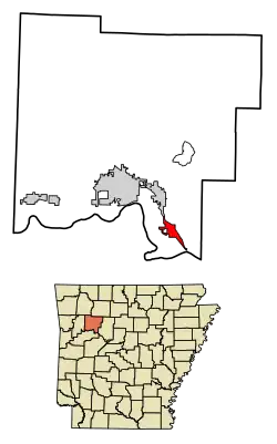 Location of Knoxville in Johnson County, Arkansas.