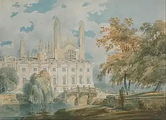 Clare Hall and King's College Chapel, Cambridge, from the Banks of the River Cam, 1793, watercolour, Yale Center for British Art
